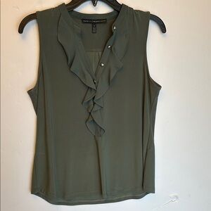 White House Black Market Olive Sleeveless Blouse